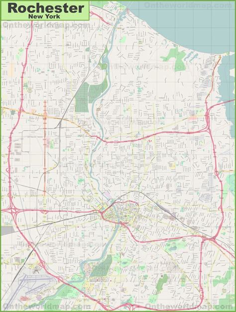 Large detailed map of Rochester .